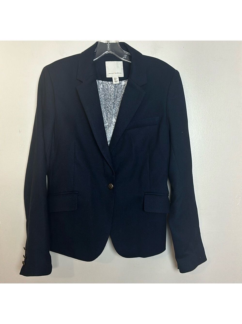 Mercer & Madison Tailored Fit Textured Fabric Classic Navy Blue Blazer
